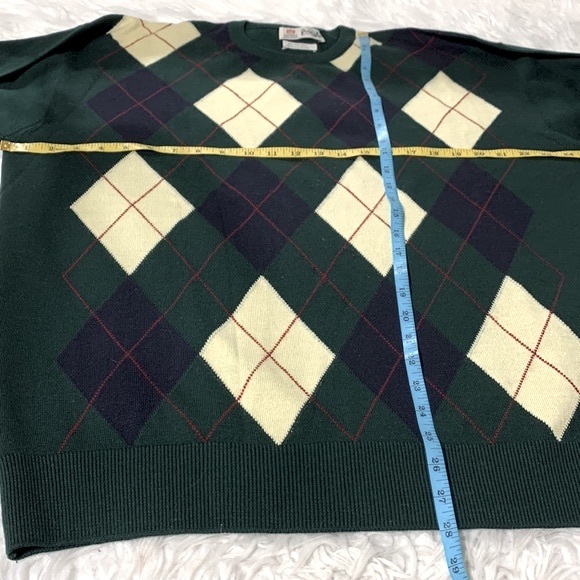PRINGLE of SCOTLAND argyle pure wool sweater crewneck longsleeves men’s Large - Picture 8 of 10